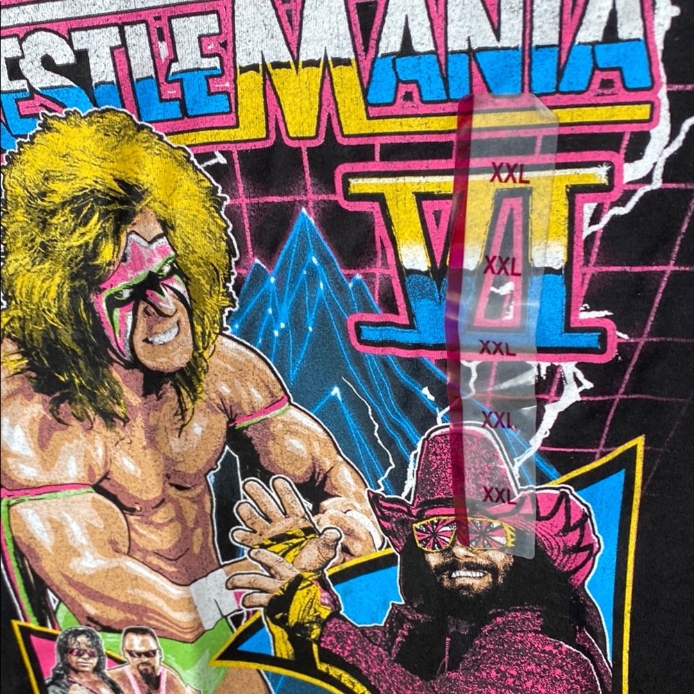 WWE WrestleMania VI Graphic Tee - Black with Neon Artwork - Picture 5 of 5